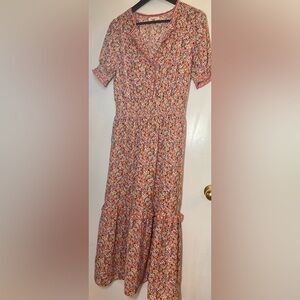 MAX STUDIO Floral Ladies Orange Dress, medium